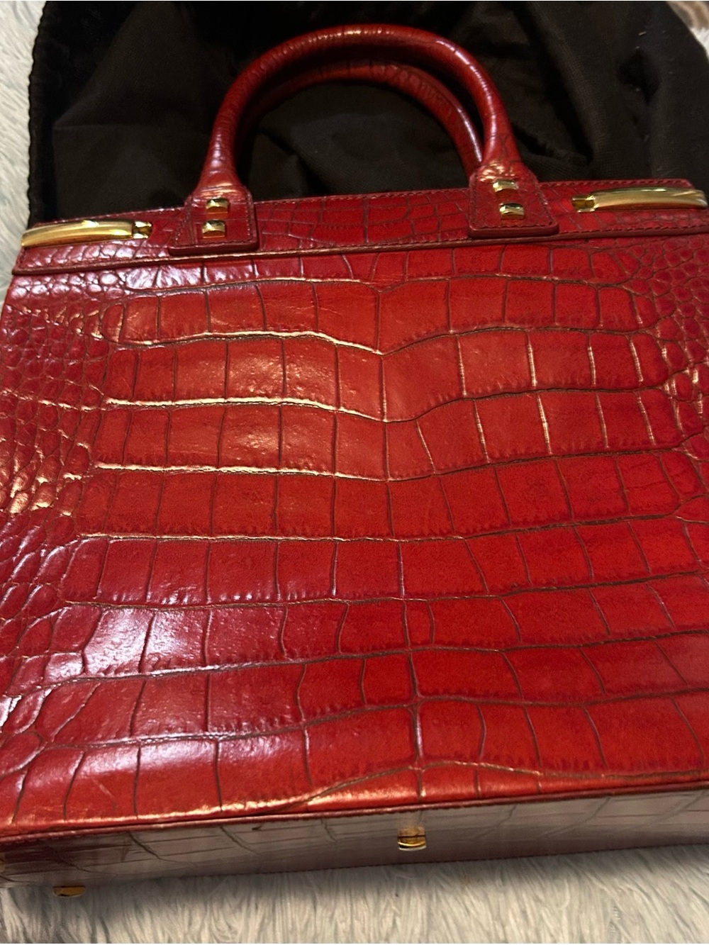 Donna Karan Black Satchel Dust Bag with Gold Logo